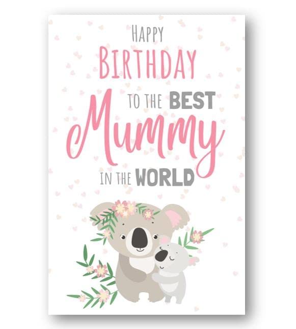 Second Ave Geburtstagskarte „Best Mummy In The World“ Mit Koala | 210x148 Mm, 350g/m² Leinenkarton