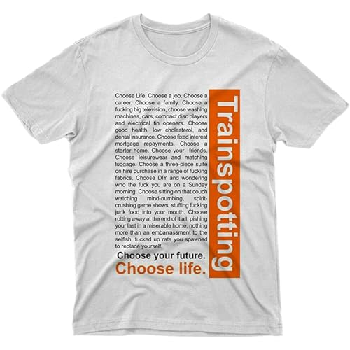 T-Shirt Shirt Trainspotting Choose Life Cinema TV Graphic Unisex Tee Shirt White M