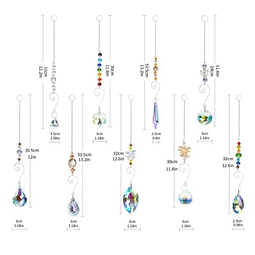 9 Stück Sonnenfänger, Kristalle Deko Anhänger, Fenster Glas Prisma Lampen Anhänger,Kristallglaskugel für Zuhause, Büro, Garten Dekoration – Bild 6