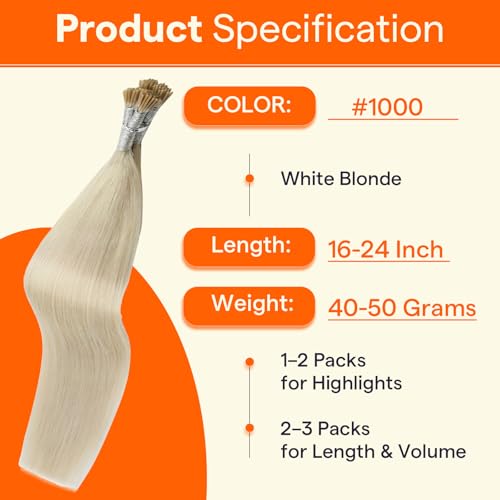Image of Full Shine I Tip Hair Extensions Human Hair, 16 Inch 40g 50 Strands