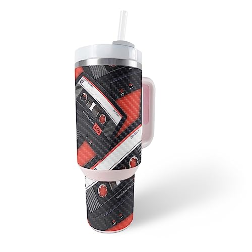 Image of MightySkins Carbon Fiber Skin Compatible with Stanley The Quencher H2.0 FlowState 40 Oz Tumbler - Mixtape | Protective, Durable Textured Carbon Fiber Finish | Easy to Apply, Remove, and Change Styles