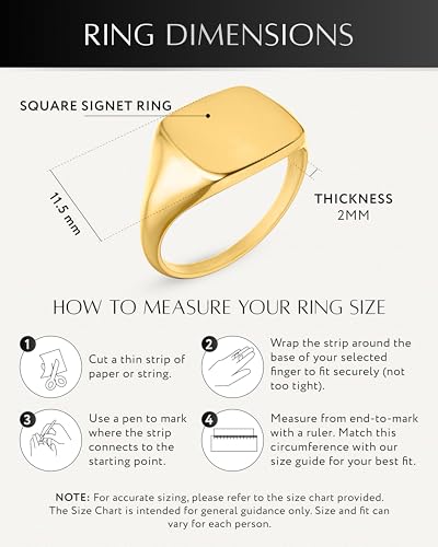 RTZN® Signet Rings for Men — Premium Mens Stainless Steel Rings — 100% Waterproof & Non Tarnish Plain Statement Mens Signet Ring Gold/Silver Pinky Ring for Men (SIZE: 6-12)2