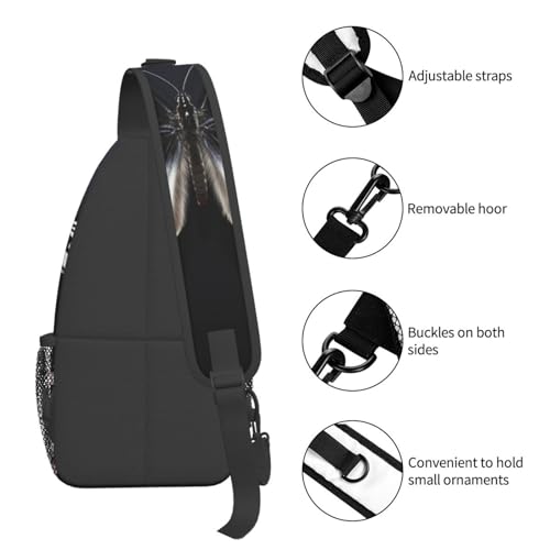 Bolso tipo sling ligero para senderismo negro blanco mariposa miniatura 5