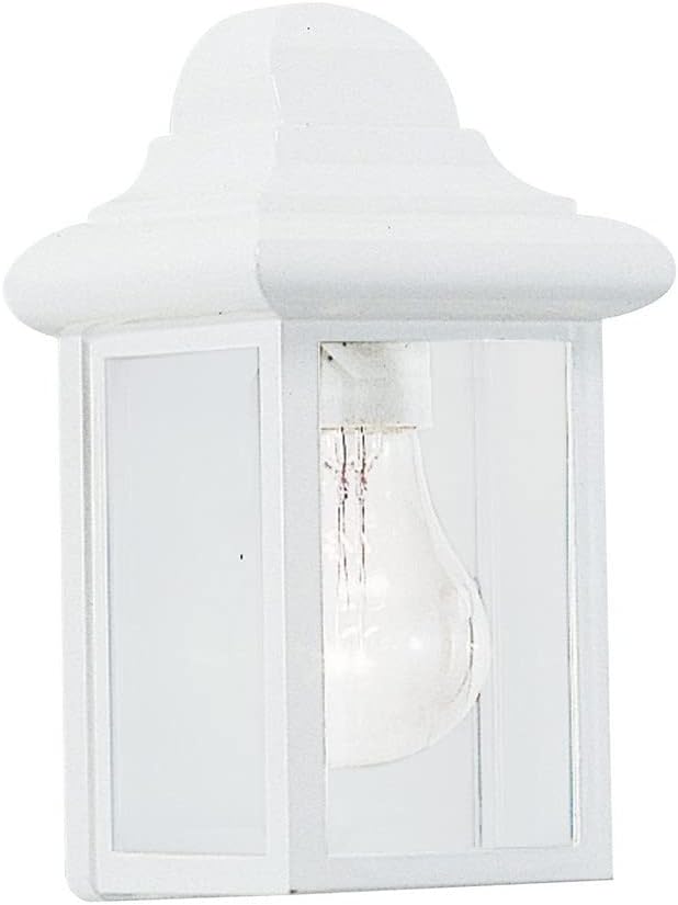 Sea Gull Lighting 8588-15 Mullberry Hill One-Light Outdoor Wall Lantern with Clear Beveled Glass Panels, White Finish