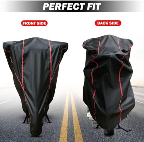 Image of Waterproof Bike Body Cover Compatible with Hero Xtream CBZ Dustproof Scratchproof - Motorcycle Cover for Two Wheeler, Outdoor Full Cover with UV, Duty, Rain Protection (Black & Red) R1
