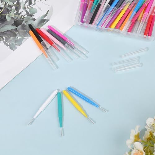 Image of CREATCABIN 60Pcs 12 Colors Shower Head Cleaner Brush Showerhead Cleaning Picks Plastic Colorful Assorted Tiny Mini Non Clogging Brushes Tools Accessories for Bathroom Small Hole Gap Nozzles Clean