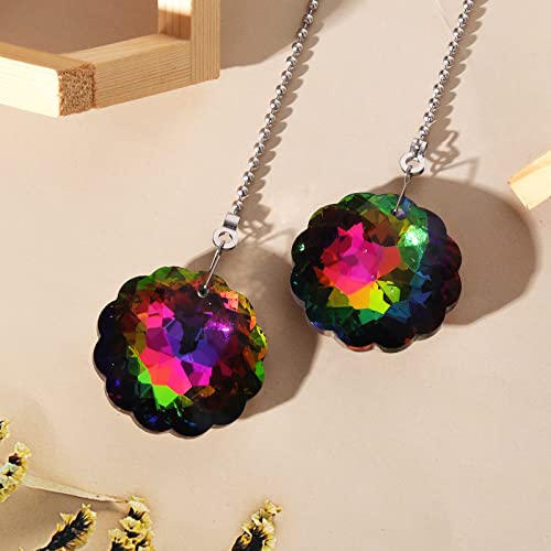 Image of 2pcs Crystal Prism Pull Chain Ceiling Light with Pull Chain Fan Pull Chains Connectors