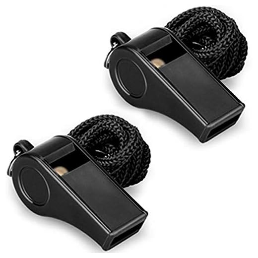 Hipat Whistle, 2 Packs Plastic Sports Whistles with Lanyard, Loud Crisp Sound Whistle Ideal for Coaches, Referees, and Officials (Color)