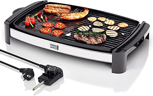 LEBENLANG Barbecue électrique avec TÜV & GS 2200 Watt - Plancha électrique 4-8 personnes | barbecue portable xxl pour l'intérieur | Tepaniaky Gril de table Plaque de gril électrique pour balcon