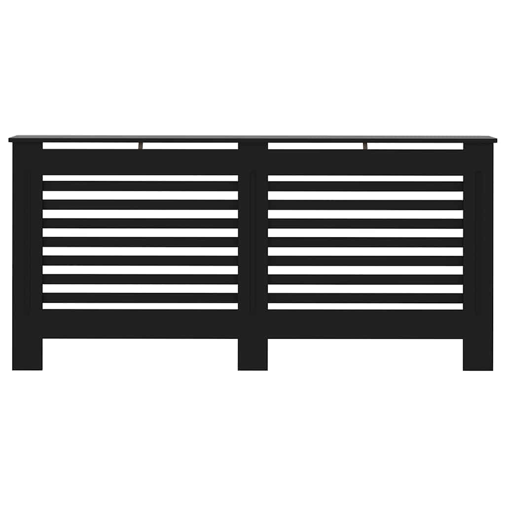 Copertura per termosifoni in MDF nero con design a laghe, 172 x 19 x 81,5 cm, pratica copertura per soggiorno, montaggio incluso, adatto per riscaldamento, valvola, termostato, tubazioni