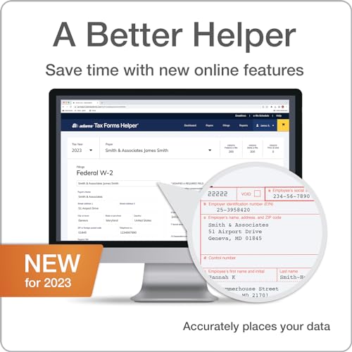 image for Adams W2 Tax Forms 2023, Kit for 12 Employees, 6 Part Laser W2 Forms, 