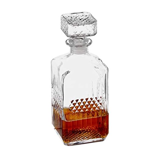 Relaxdays Decantador de whisky, Jarra con tapa, Dispensador de licor, 900 ml, Cristal, 1 Ud., Transparente