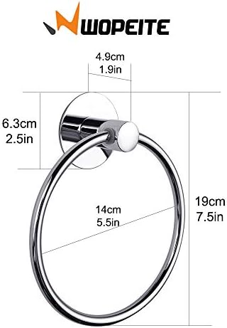 Wopeite Towel Ring Self Adhesive Towel Rail Chrome Towel Holder Stainless Steel, Wall Mounted Hand Towel Holder Rustproof for Bathroom Accessories (Silver)