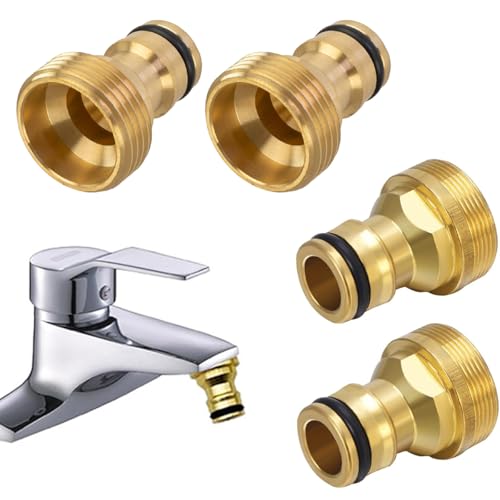 Uni-Fine 4 Pieces 3/4 Inch Universal Faucet Connectors, Brass Male Faucet Connector, Faucet Adaptor, Household Connector