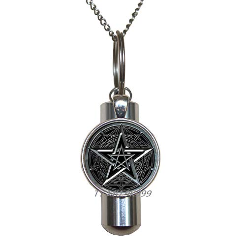 pentacle Cremation URN Necklace wicca protection amulet Pentagram Cremation URN Necklace pentagram URN wicca Cremation URN Necklace pagan Cremation URN Necklace wiccan jewelry gift for man.Y119