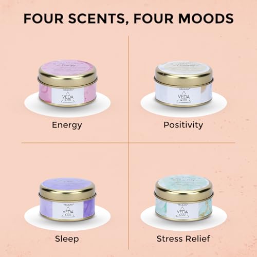 Image of Welburn Veda&Co Scented Wax Candle - Energy Boost | Aromatherapy Travel Tin Candle | Soy Wax | Home Decor Essential | 15-Hour Burn | 85g