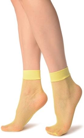neon yellow fishnet socks