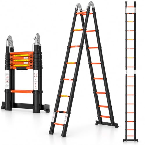 Equal 24.5 Feet (7.4m) Carbon Steel A Type Telescopic Ladder | Self-Supporting A-Frame | 18 Steps (Dual-Sided) Foldable Heavy Duty Ladder | 150kg Capacity | 2-Year Warranty - Image 2