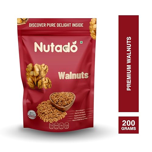 Image of Nutado Premium California Walnut Kernels 200g | Walnuts without Shell | Akhrot Giri | Dry Fruits, Healthy Snacks | Natural Walnut Kernels | Rich in Protein, Iron & Source of Omega-3 |Dry Fruits | Nuts | Grocery Items