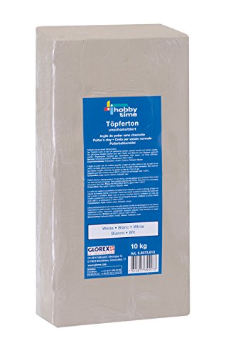 Glorex GmbH 6 8073 610 glinka garncarska, biała, 10 kg, biała, nieszamotowana