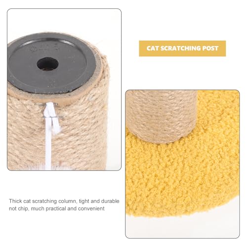 Poste rascador para gatos con bola colgante y cuerda sisal amarilla miniatura 3