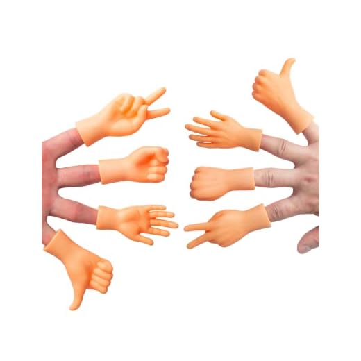 AQKILO Tiny Hands Miniature Finger Puppets with Left & Right Hand, Party Favors, Educational, TikTok Toys, 8 Pieces (4 Mixed Style)