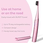 Burst Curve Sonic Electric Toothbrush for Adults (Blush Pink) | Slim Travel Brush with Cover | Ultra Soft Bristles | Up to 2 Month Rechargeable Battery | Two Modes & Timer - Image 4