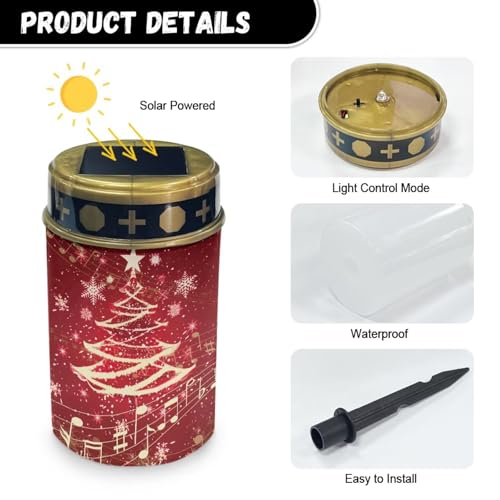 Image of Christmas Tree Light for Prayer Cemetery Solar Lights for Grave Cemetery Christmas Decorations Candle Lamp Eternal Lights for Graves Cemetery Memorial Gift 2 Pcs