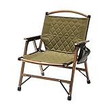 WAQ Folding Wood Chair フォールディングウッドチェア ローチェア 折りたたみチェア ウッドチェア キャンプチェア キャンプ椅子 ドリンクホルダー (OLIVE(オリーブ))