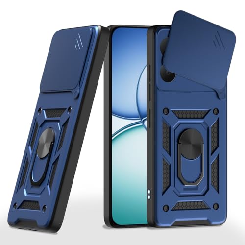 Image of Pikkme Back Cover for Realme 15T 5G / Realme Narzo 90 5G | 360 Protection Case | Sliding Camera Shield Cover & Ring Holder Stand D10 Tough Armor Bumper Case (Blue)