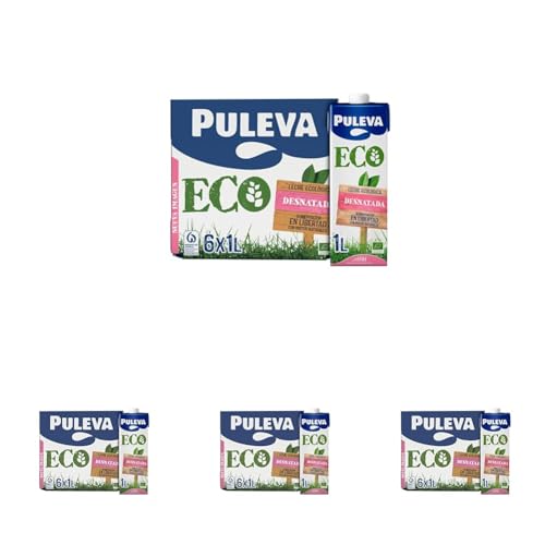 Leche ecológica Puleva ECO Desnatada brik 1L – Caja 6 litros (Paquete de 4)