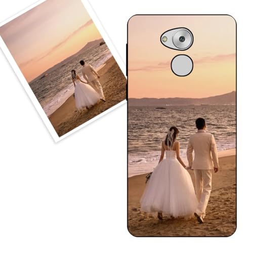 KARTXITAI personalisierte Handyhülle Kompatibel mit Huawei Honor 6C,Stoßfeste Schutzhülle mit Weiche Bumper hülle selber gestalten-case personalisiert mit Foto,Bildern,oder Text -SCHWARZ