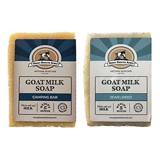 Honey Sweetie Acres Essential Oil Goat Milk Natural CAMPING / Poison Ivy Bar Soap - Formulated specifically for activities related to camping and hiking (Pack of 2) (1 Camping Bar / 1 Jewelweed Bar)