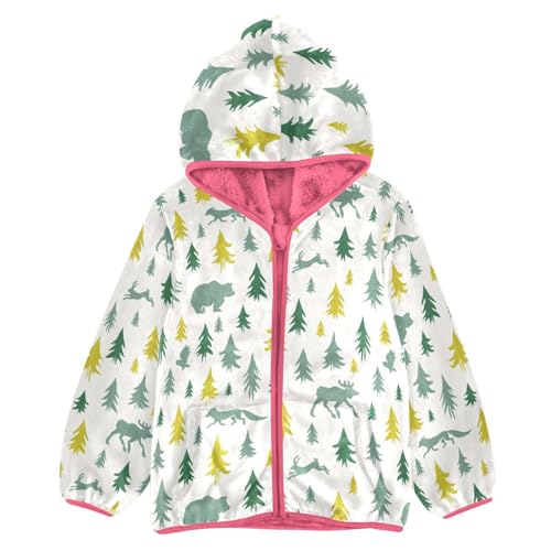 OTVEE Winter Forest Tree Animals Kids Hoodie Jacket Fall Spring Full Zip Warm Outwear Coat