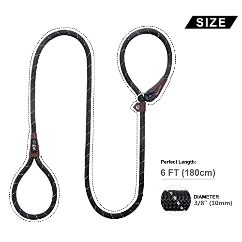 Fida Slip Lead for Dogs, Black, Small (1.0cm x 1.8m) - Image 4