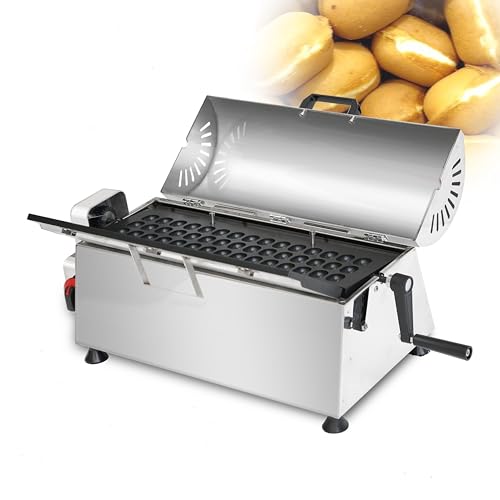 Commercial LPG Gas Bubble Waffle Maker, 45 Cavity Propane Egg Waffle Machine, 20kg Heavy Duty Stainless Steel Professional Baker for Mobile Catering & Shops