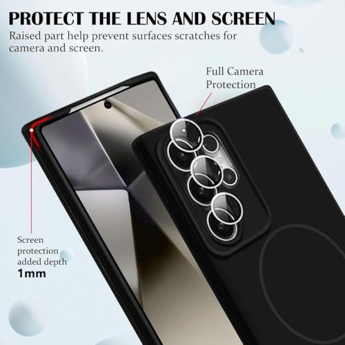 Image of mobistyle Magnetic Silicone Back Cover for Samsung Galaxy S25 Ultra 6.9-Inch, Compatible with Mag-Safe, Silky Soft Touch, Shock Absorbing Phone Cover with Camera Lens Protection (Black)