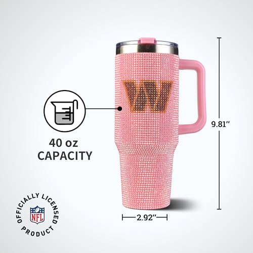 Image of The Memory Company Officially Licensed 40oz Pink Bling Game Day Tumbler, Washington Commanders