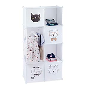 Relaxdays Kinderzimmer Steckregal Katzen Motiv Weiß