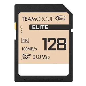 TEAMGROUP Elite 128GB UHS-I/U3 SDXC Memory Card U3 V30 4K UHD Read Speed up to 90MB/s for Professional Vloggers, Filmmakers, Photographers & Content Curators TESDXC128GIV3001