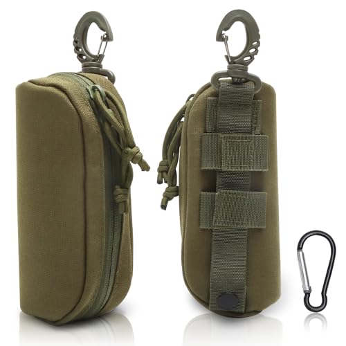 KQDRAVINE 1 Estuche de Nailon para Gafas de sol, Estuche Grande para Gafas con Gancho para Colgar, verde Oscuro, Estuche para Gafas con Cinturón para Actividades al Aire Libre
