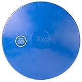 2kg Rubber Practice Discus | Mens & College Regulation Official Weight | Indoor & Outdoor, Blue Non-Marking Rubber | Track & Field Competition Training | Coaching Equipment for Strongman Events