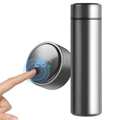 Intelligent Cup, Sweatproof Water Bottles, Flask, Stainless Steel, 500 ml, Insulated Water Bottle with Temperature Display, Smart