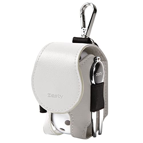 Zesty ゴルフボールケース 機能性にこだわるプレイヤーのゴルフ ボールポーチ ゴルフ用品 グリーンフォーク (ホワイト, 左腰装着タイプ)
