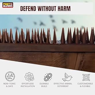 PEST GUARD Bird Spikes 10 Pack – 5M Highly Durable Plastic Pigeon Deterrent – Protects Against Birds & Animals – Wall Spikes Security Fence Barrier (1, Brown)