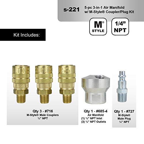 Colector Milton S-221 1/4" NPT para simplificar el uso de herramientas de aire 8