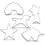 5-tlg. Einhorn-Ausstecher-Set, Lebensmittel-Keksformen aus rostfreiem Stahl, Einhorn-Formschneider für Kindergeburtstagsfeier oder Unicorn-Themenparty