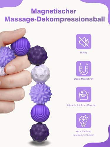 Willingood Silikon Magnetkugeln Fidget Toys, 8 Stück Magnetische Kugeln Sensorik Spielzeug, Tragbares Anti-Stress Spiel Ball, Stimming Sensory Toy für Kinder und Erwachsen (Lila)
