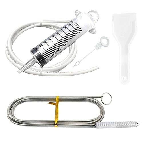 Kit Di Pulizia Per Foro Di Scarico Del Frigorifero – 7 Pezzi: Spazzola, Siringa 100 Ml, Tubo In PVC, Raschietto E Tappi
