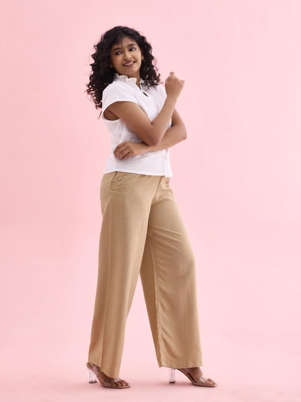 Image of GO COLORS Soft Viscose & Linen Blend Linen Palazzo Full Length for Women| Breathable, Mid Rise